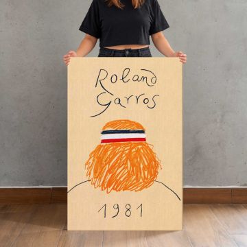 Roland Garros 1981 Hat Illustration canvas print, held for scale