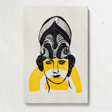 Black and Yellow Woman Portrait canvas print, front view