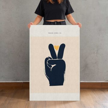 Black Peace Hand Silhouette canvas print, held for scale