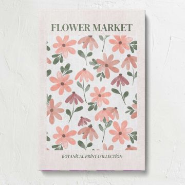 Flower Market Pink Botanical Pattern canvas print, front view