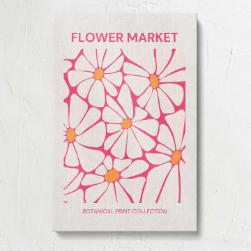 Flower Market Pink Outline Flowers canvas print, front view
