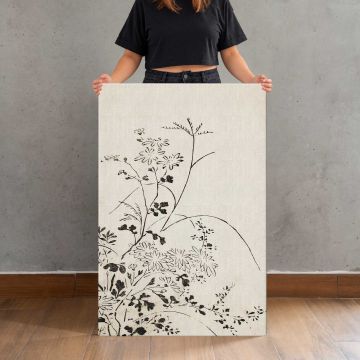 Autumn Flowers and Grasses canvas print, held for scale