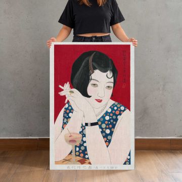 Modern Woman Japanese Ukiyo-e Portrait canvas print, held for scale