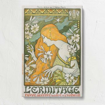 L'Ermitage Art Nouveau Woman by Paul Berthon canvas print, front view