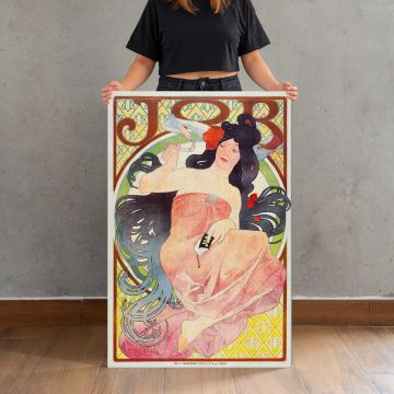 Job Woman in a Pink Dress by Alphonse Mucha canvas print, held for scale