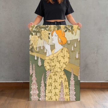 Cytises et Digitales Floral Woman canvas print, held for scale