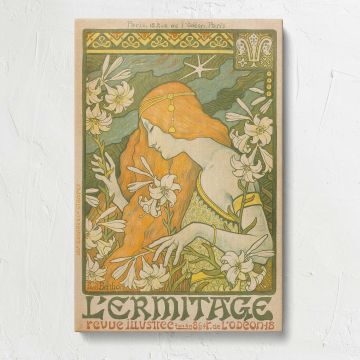 L'Ermitage Floral Art Nouveau Design by Paul Berthon canvas print, front view