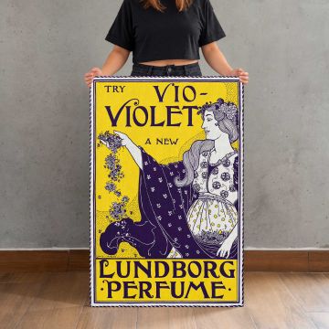 Vio-Violet Lundborg Perfume Design by Louis Rhead canvas print, held for scale