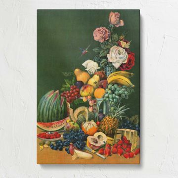 American Fruits and Flowers Vintage Still Life canvas print, front view