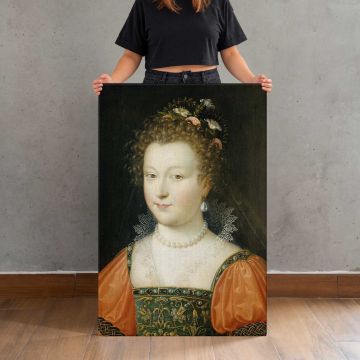 Renaissance Woman in an Ornate Dress canvas print, held for scale