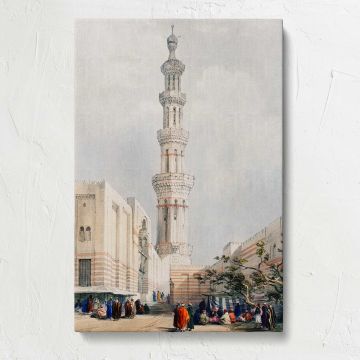Minaret and Street Scene in Egypt by David Roberts canvas print, front view