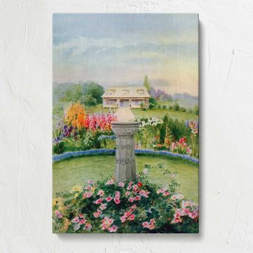 Flower Garden and House canvas print, front view