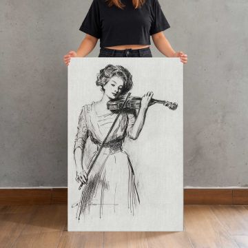 The Sweetest Story Ever Told Woman with a Violin by Charles Dana Gibson canvas print, held for scale