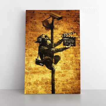 Banksy Style Graffiti Monkey Art Print Painting Framed Canvas