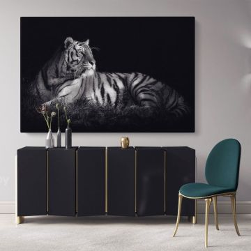 Large Tiger Canvas Black and White Photography Canvas Wall Art