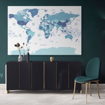 Detailed Official World Map Atlas Geography Political Canvas Wall Art