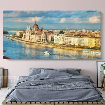 Panoramic Hungarian Parliament Building Canvas Wall Art