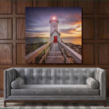 Square Photography City Lighthouse Poster Print Canvas with Frame
