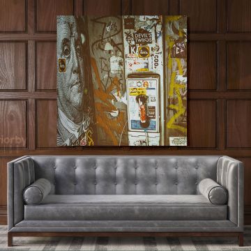 Modern Photography Telephone Booth Poster Print Canvas with Frame