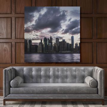 Manhattan Skyline New York City Poster Print Canvas with Frame