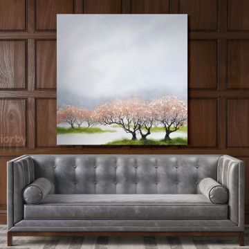 Modern Watercolour Spring Tree Paint Canvas Wall Art