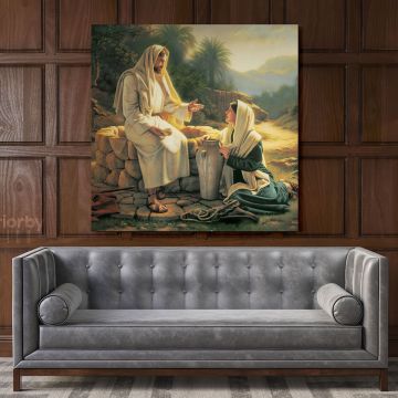 Living Water Jesus Christ and the Samaritan Woman Photo Print Poster Canvas