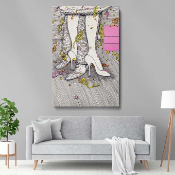 Sophisticated dance-inspired artwork printed on premium canvas, featuring a stylish party scene with an elegant couple, ideal for classic home decor, stylish bars, lounge areas, or dance-inspired interior aesthetics in professional or personal spaces.