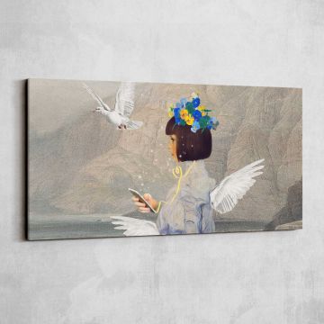 Decorative Angel Art Remix — single-panel canvas shown on a pale studio wall