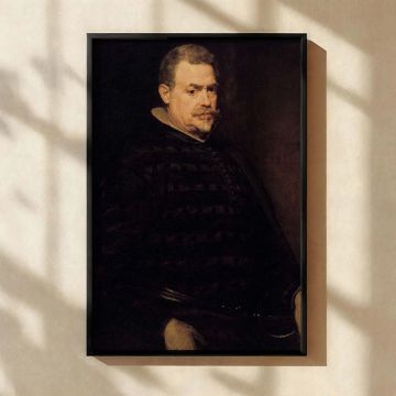 Elegant canvas wall art featuring a young nobleman in traditional Spanish garb, painted by Diego Velazquez, portraying aristocratic dignity perfect for classical home decor, refined interior settings, or spaces seeking old master sophistication.