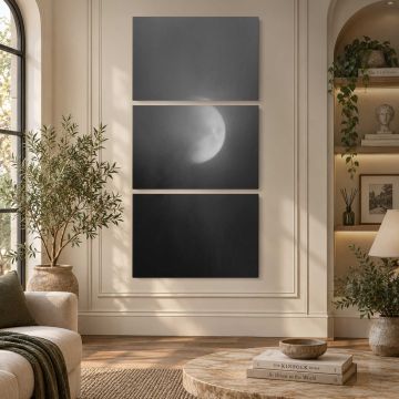Ethereal moon shrouded in mist canvas print, interior display view