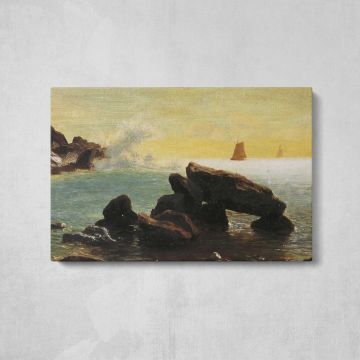 Farralon Islands California by Albert Bierstadt - canvas rear frame and hanging hardware