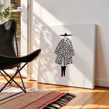 Fashion Illustration — Woman in a Polka Dot Coat Canvas Print