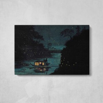 Fireflies at Ochanomizu by Kobayashi Kiyochika - canvas surface and wrapped edge detail