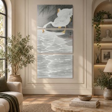 Geese on the Shore by Ohara Koson canvas print, interior display view