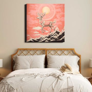 Gold silver pink santas reindeer flying drawing nature mammal — alternate room view
