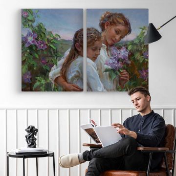 Grandmothers-garden by Daniel Gerhartz - two-panel canvas displayed in a reading room