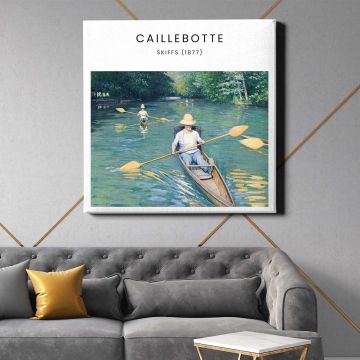 Gustave Caillebotte skiffs art print, famous painting, vintage wall poster — room mockup view 21