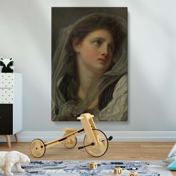 Romantic portrait of a young woman, an 18th-century masterpiece by Jean-Baptiste Greuze, professionally printed on gallery-wrapped canvas, ideal for classic interior decor, fine art collectors, and sophisticated home or office wall displays.