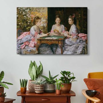 Hearts Are Trumps by Sir John Everett Millais - canvas rear frame and hanging hardware