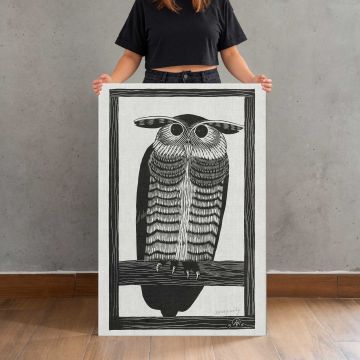 Horned owl (Hoornuil) (1915) by Samuel Jessurun de Mesquita canvas print, canvas shown with a person for scale