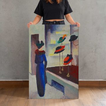 Hutladen (1913) by August Macke canvas print, canvas shown with a person for scale
