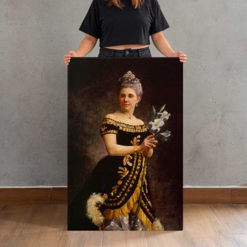 Ida Basilier-Magelsen as Philine in Mignon (1887) by Maria Catharina Wiik canvas print, canvas shown with a person for scale