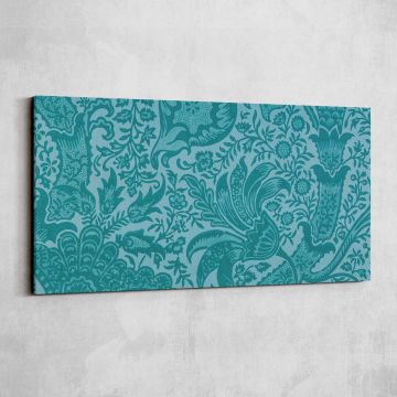 Indian Floral Pattern in Teal by William Morris — single-panel canvas shown on a pale studio wall