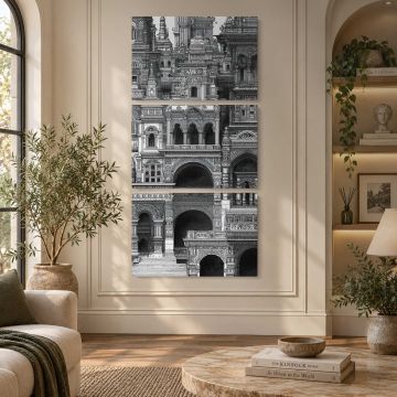 Intricate architectural fantasy canvas print, interior display view
