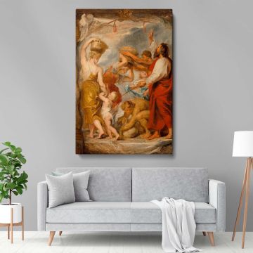 Detailed depiction of The Israelites Gathering Manna in the Desert by Peter Paul Rubens on canvas, a timeless Baroque art piece with vibrant colors and spiritual meaning, perfect as a gift or centerpiece for religious and art enthusiasts.