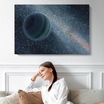 Jupiter-Like Planet Alone in Deep Space canvas print, interior display view