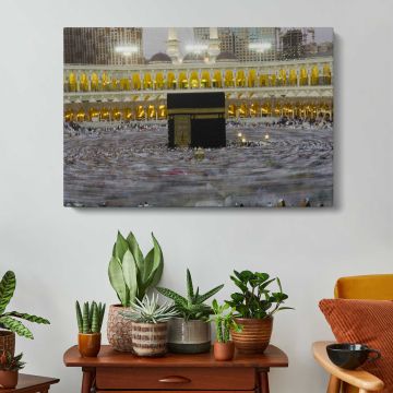 Kaaba in the Grand Mosque Courtyard - canvas surface and wrapped edge detail