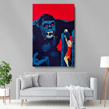 King Kong 1933 poster canvas print showcasing a vintage Danish movie poster design with bold dramatic colors, a stunning addition to classic cinema-themed interiors, film memorabilia displays, and retro Hollywood-inspired home decor.
