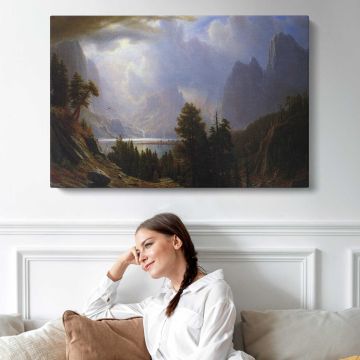 Landscape by Albert Bierstadt - single-panel canvas displayed above a sofa