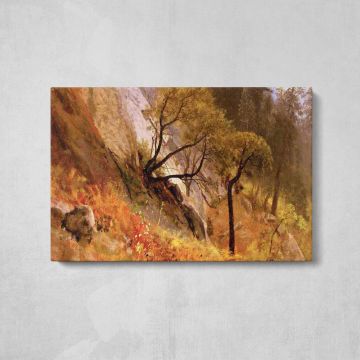 Landscape Study Yosemite California by Albert Bierstadt - canvas surface and wrapped edge detail